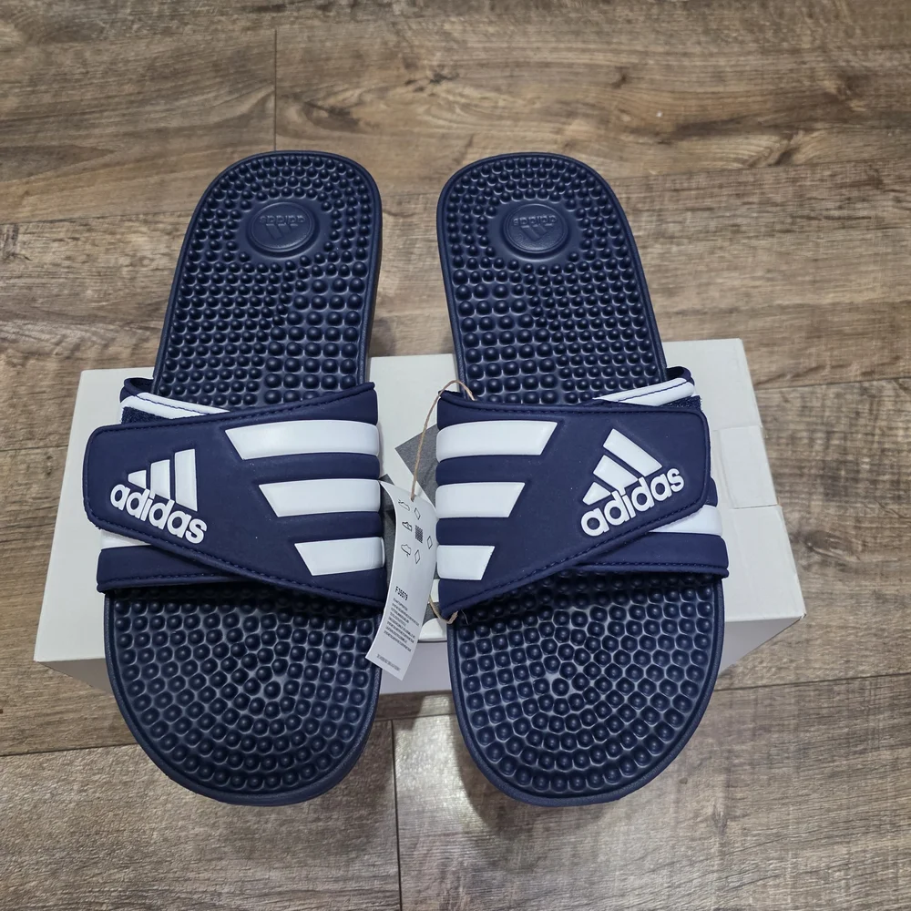 Adidas Navy and White Slide  Men Size 13 Sandals